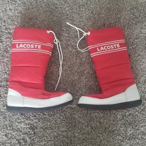 RARE Vintage Lacoste Snow/Winter Boots, Hidden Platform, Red and White, Size 9